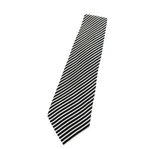 Tongue Tied Black White Striped Necktie Silk Classic Business Career Interview